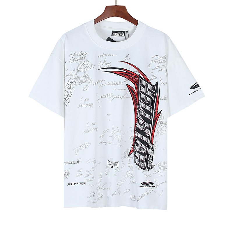 Hellstar White Logo Graphic Short-Sleeve T-Shirt — hero