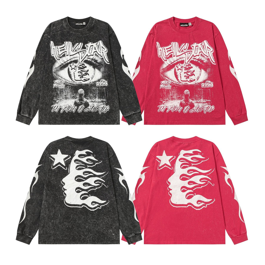 Hellstar Eye & Flame Graphic Long-Sleeve T-Shirt — comparison