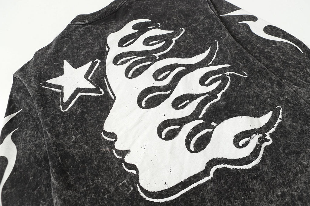 Hellstar Eye & Flame Graphic Long-Sleeve T-Shirt — detail