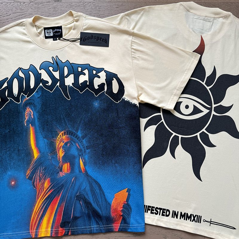 Godspeed Statue of Liberty Sun-Eye Graphic T-Shirt — comparison