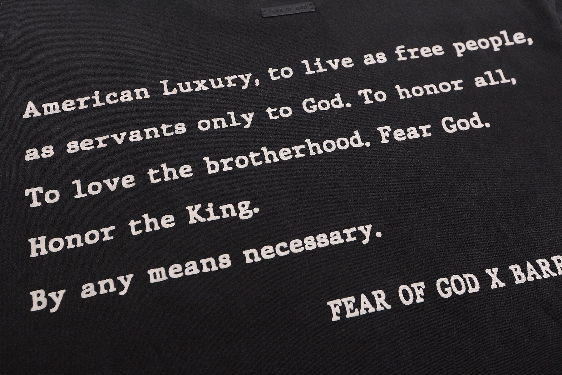 Fear of God x Barriers Live Free Graphic T-Shirt — detail