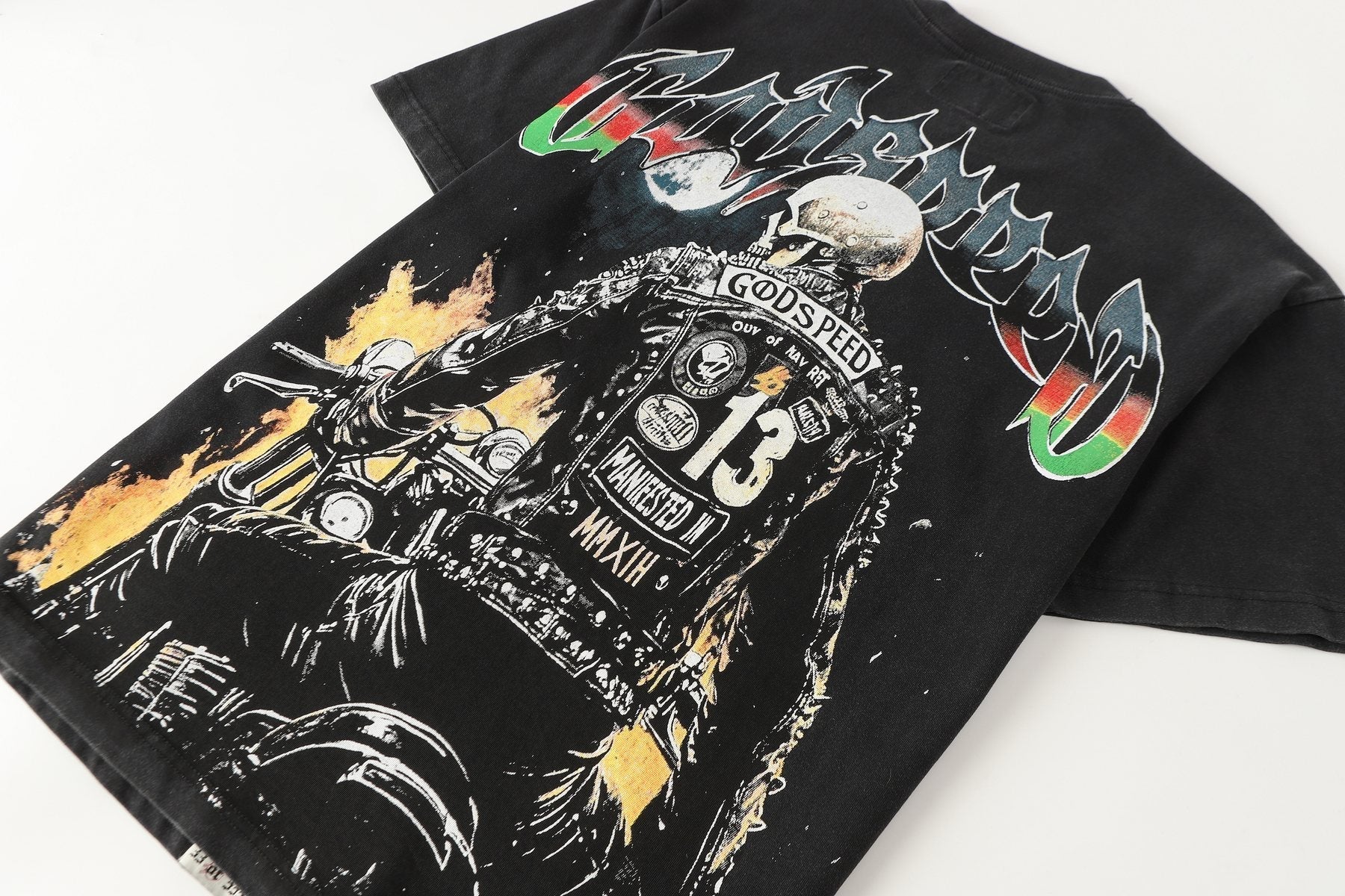 Godspeed Motorcycle Graphic Washed T-Shirt — detail