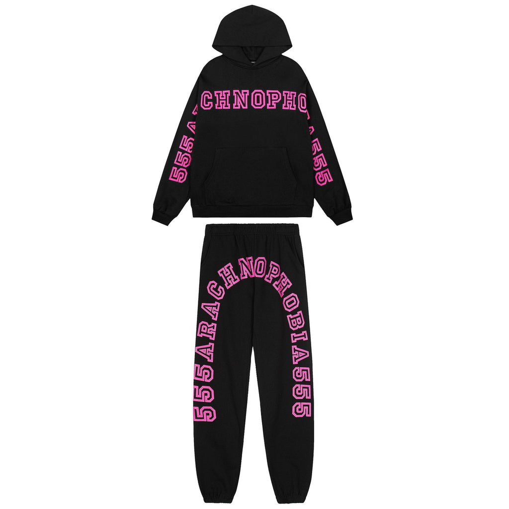 Sp5der Pink Lettering Hoodie & Jogger Matching Set — hero