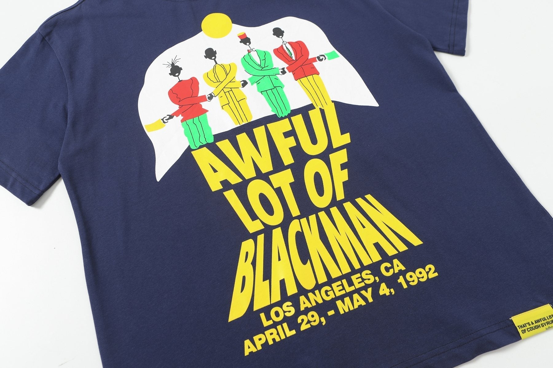 THAT'S A AWFUL LOT OF COUGH SYRUP Navy Graphic Short-Sleeve T-Shirt — detail