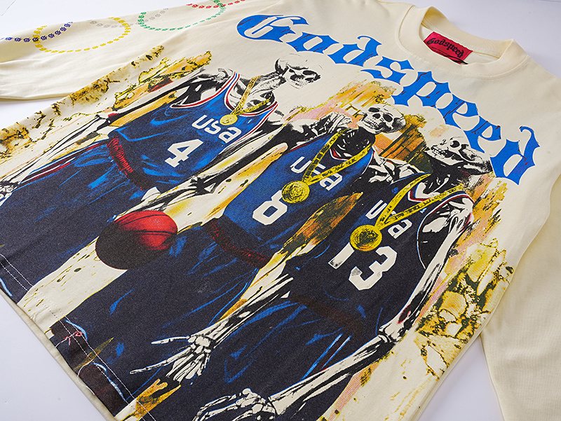 Godspeed Skeleton Basketball Long-Sleeve T-Shirt — detail