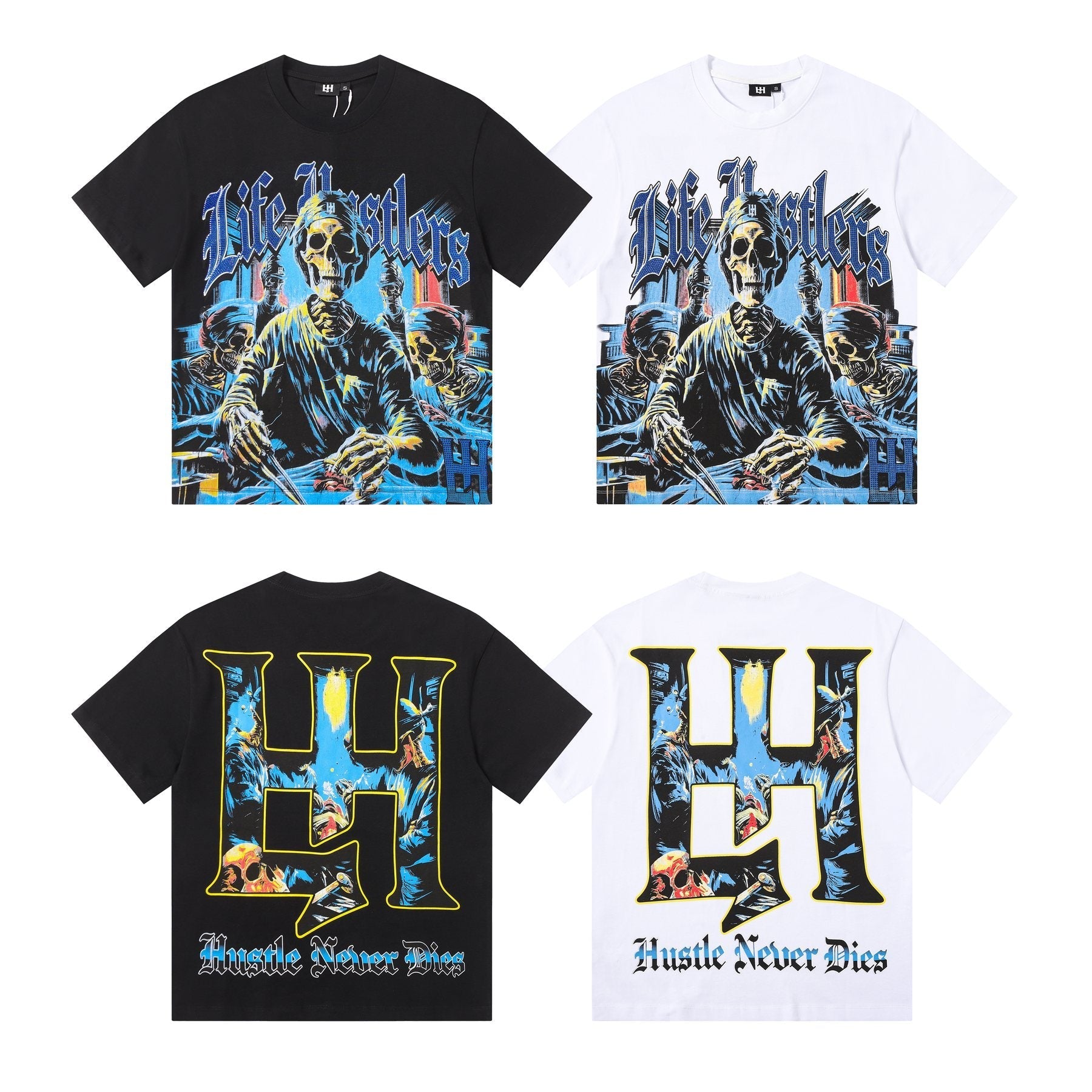 Life Hustlere Skeleton Graphic Short-Sleeve T-Shirt — comparison