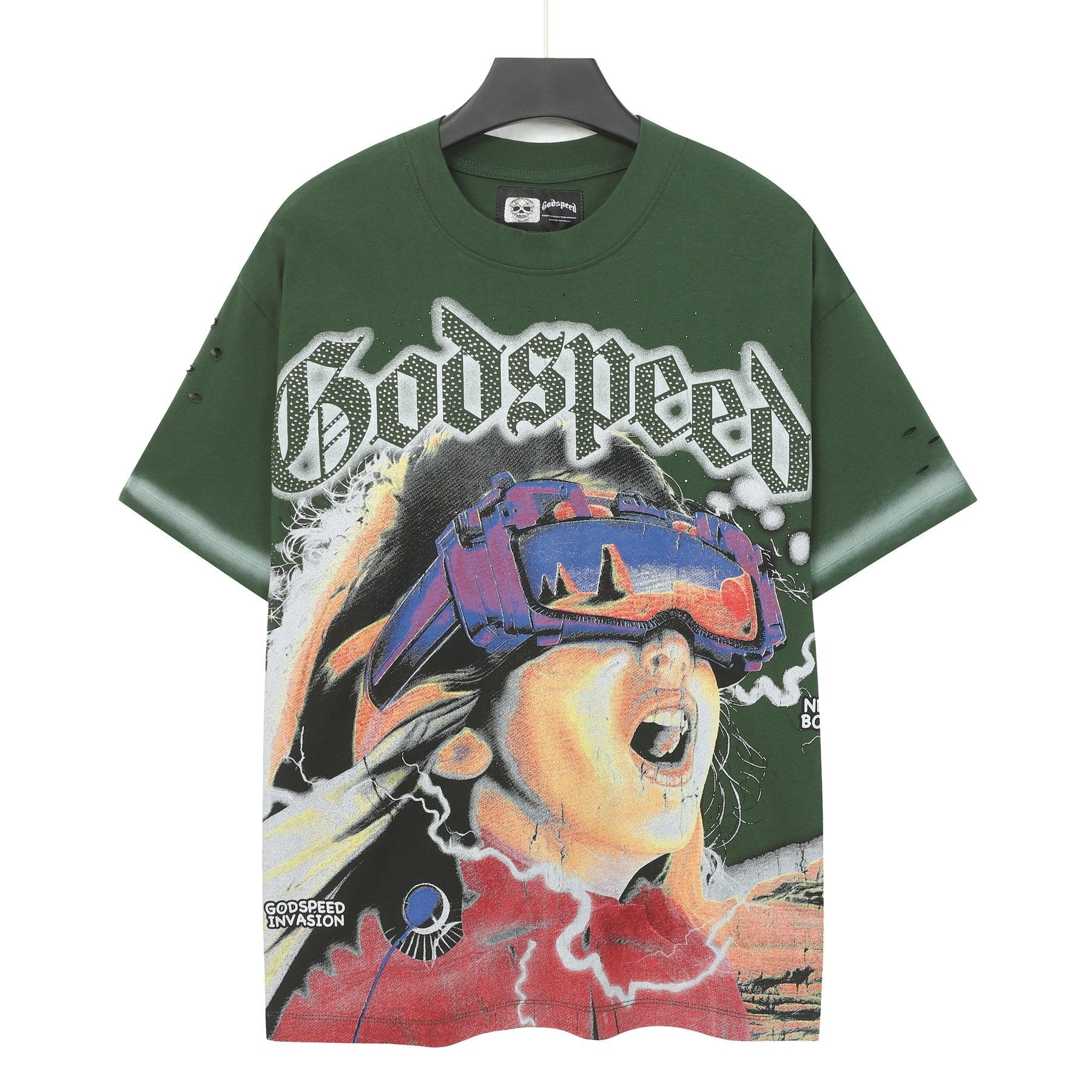 Godspeed New Born Rhinestone Graphic T-Shirt — front