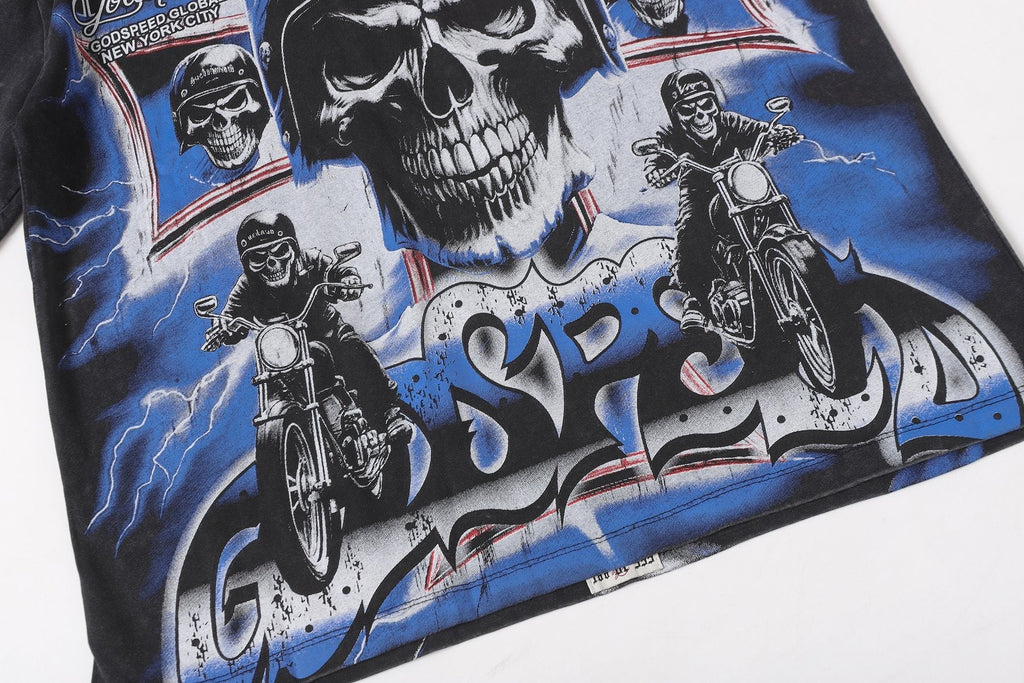 Godspeed Born to Raise Hell Distressed Graphic T-Shirt — detail