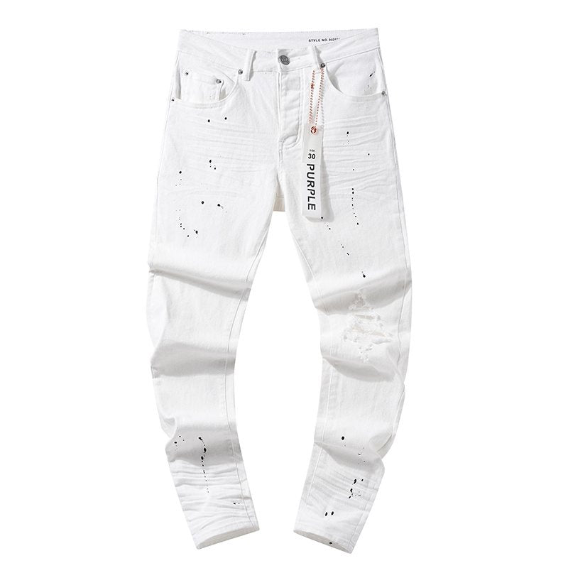 Purple Brand Paint-Splatter Distressed Jeans — hero