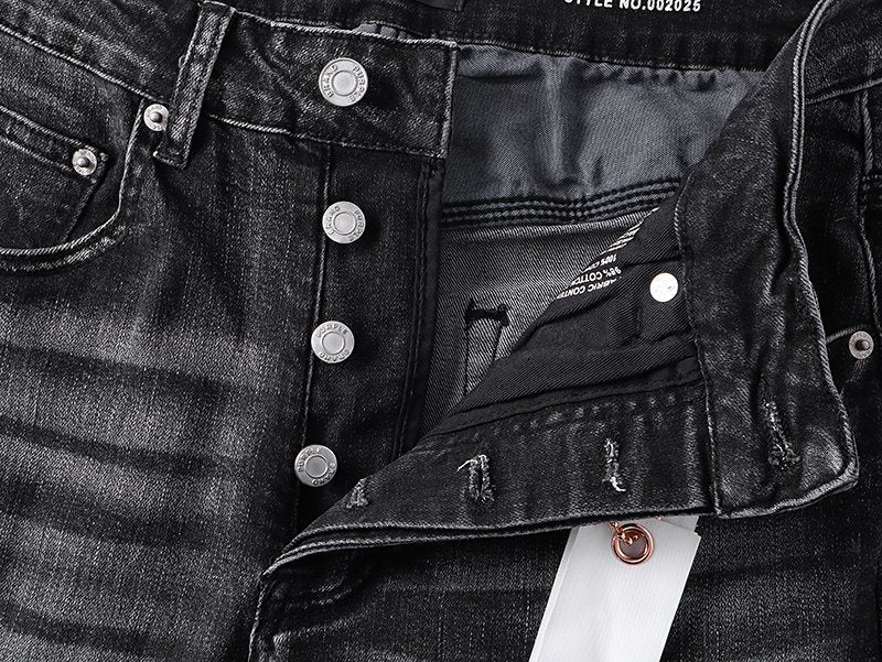 Purple Brand Washed Black Embroidered Jeans — detail