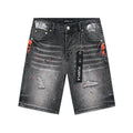 Purple Brand Paint-Splatter Distressed Denim Shorts - Black — hero