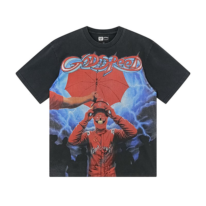 Godspeed Out of Many One Washed Black Graphic T-Shirt — hero