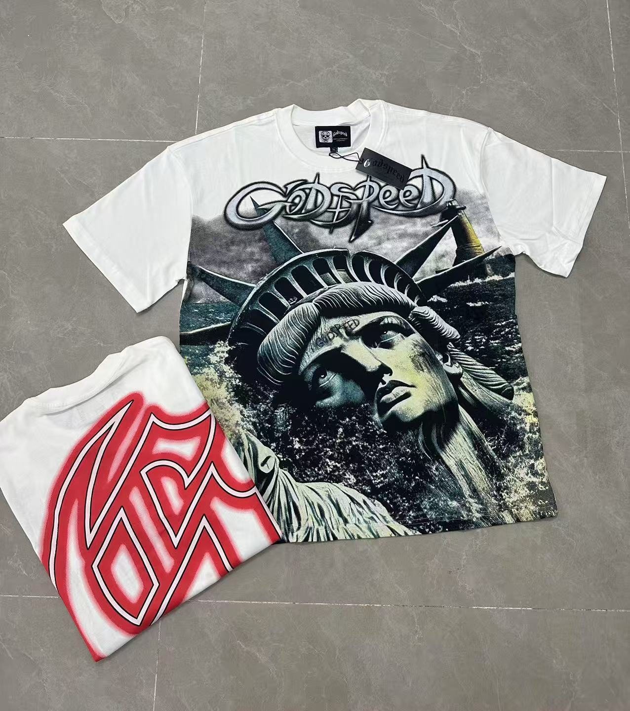 Godspeed Statue Graphic T-Shirt — context