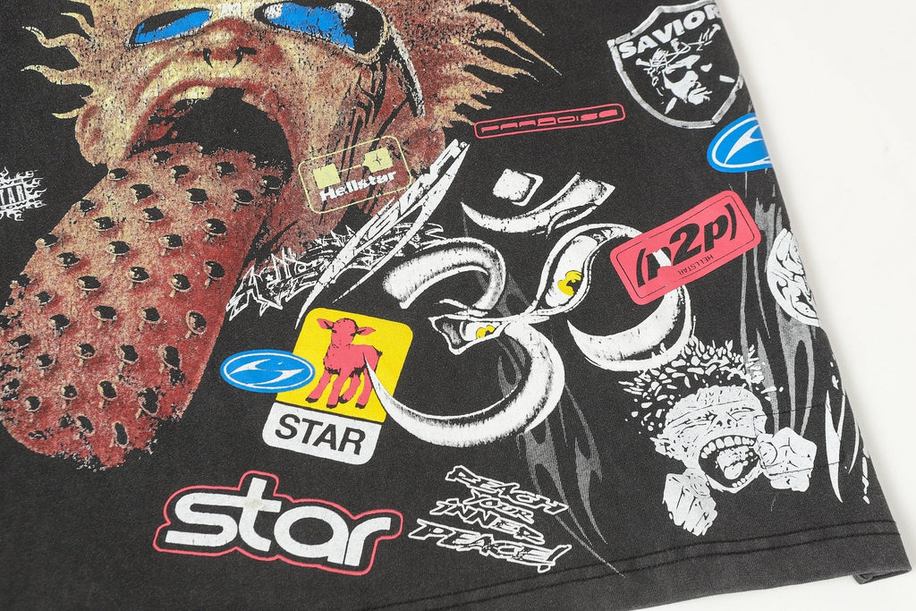 Hellstar Character & Graffiti Graphic Short-Sleeve T-Shirt — detail