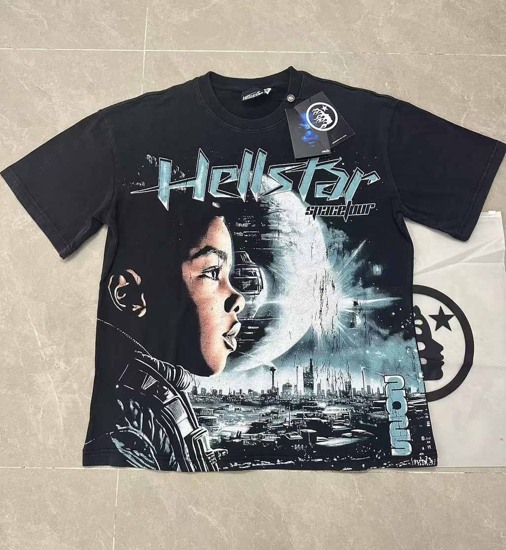 Hellstar Black Graphic Short-Sleeve T-Shirt — front