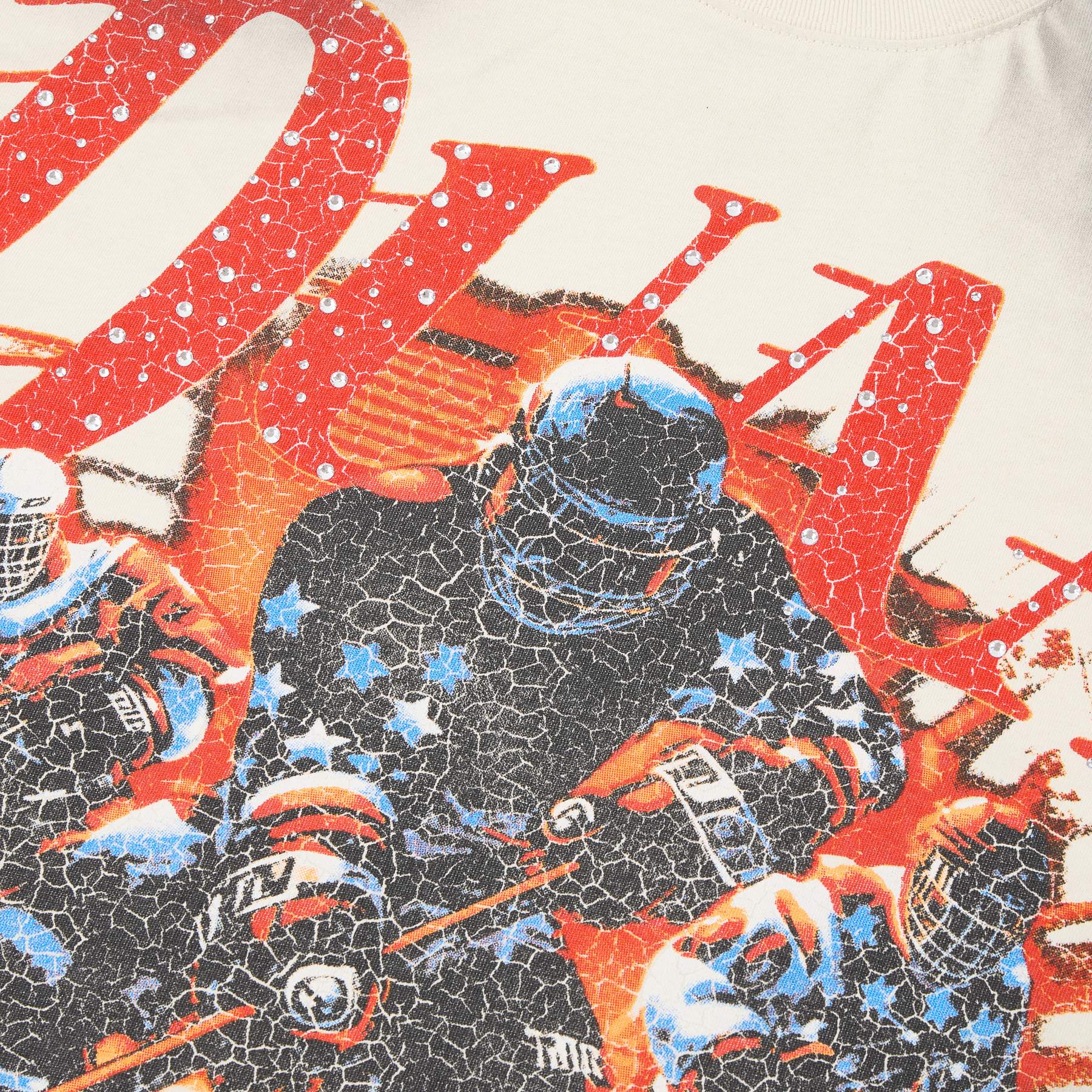 DUAA Cream Washed Hockey Graphic Short-Sleeve T-Shirt — detail