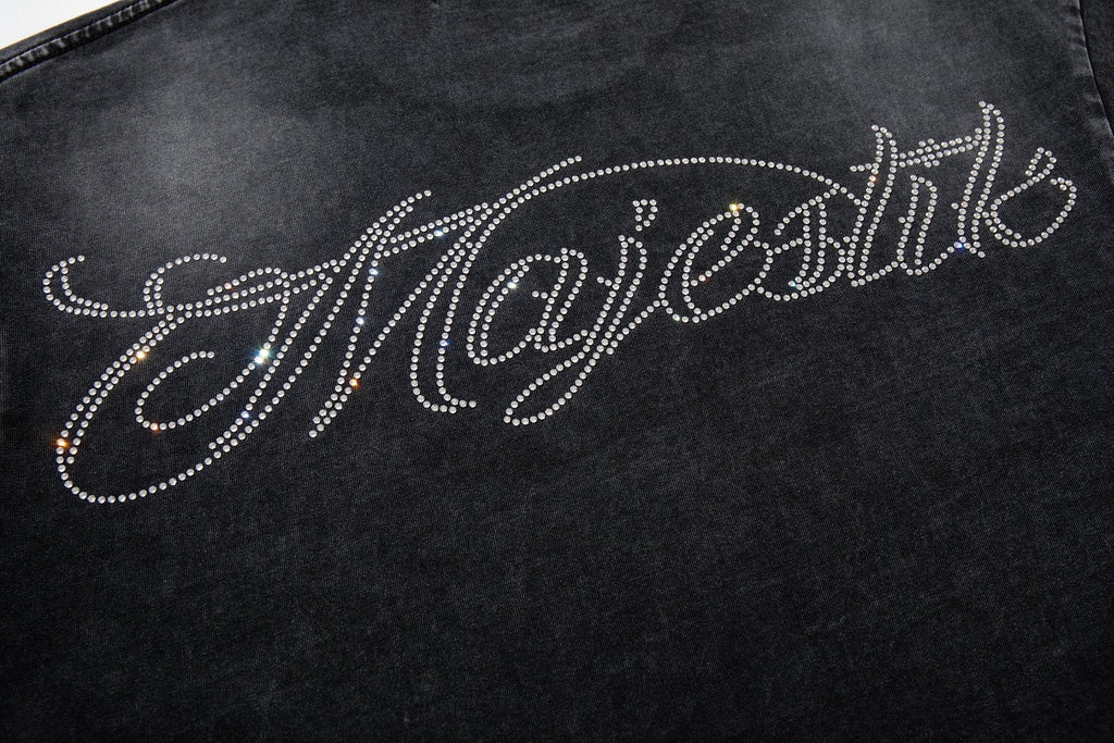 MAJESTIK Washed Black Astronaut Rose Graphic T-Shirt — detail