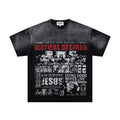 MAJESTIK Washed Black Distressed Graphic T-Shirt — front