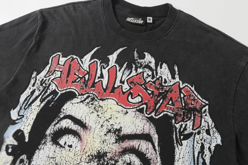 Hellstar Distressed Graphic Short-Sleeve T-Shirt — detail