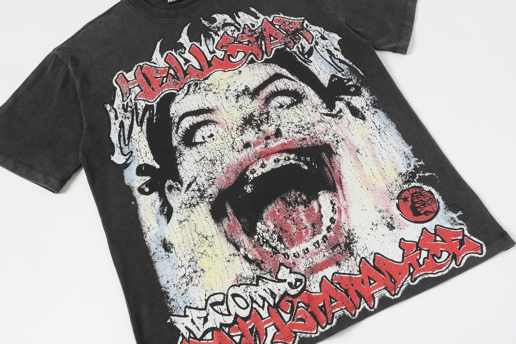 Hellstar Distressed Graphic Short-Sleeve T-Shirt — detail