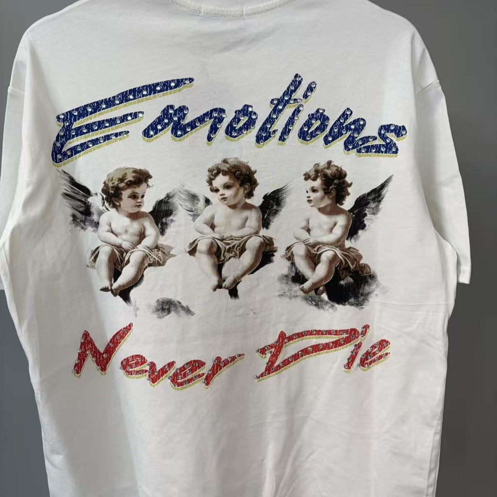 MIXED EMOTION Emotions Never Die Cherub Graphic T-Shirt — front