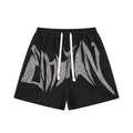 MIXED EMOTION Rhinestone Graphic Raw-Hem Shorts — hero