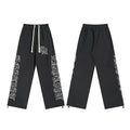 MIXED EMOTION Black Graphic Drawstring Pants — hero