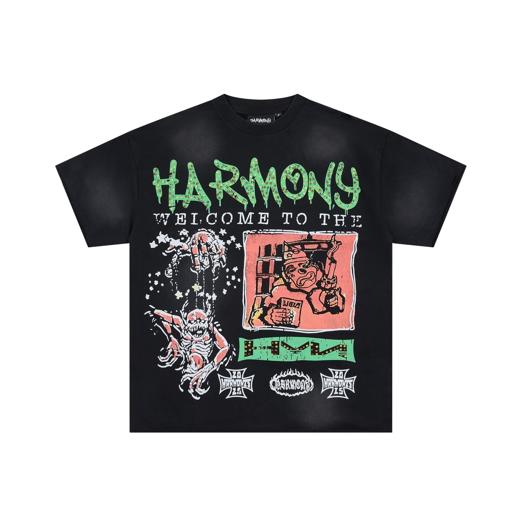 HARMONY Raw-Edge Graphic T-Shirt — front