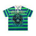 MAJESTIK Green/Blue Striped Skull Graphic Polo Shirt — hero