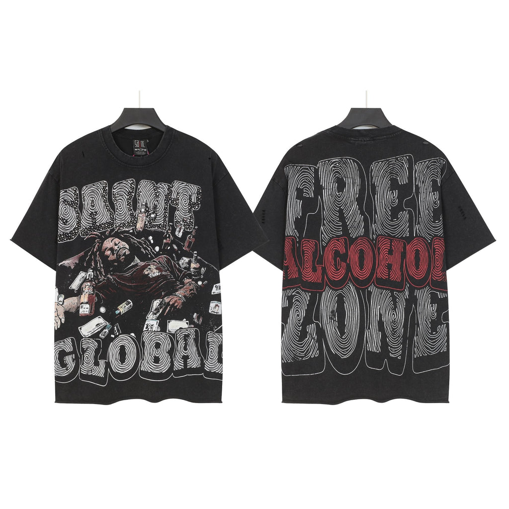 SAINT Free Alcohol Washed Black Graphic T-Shirt — hero