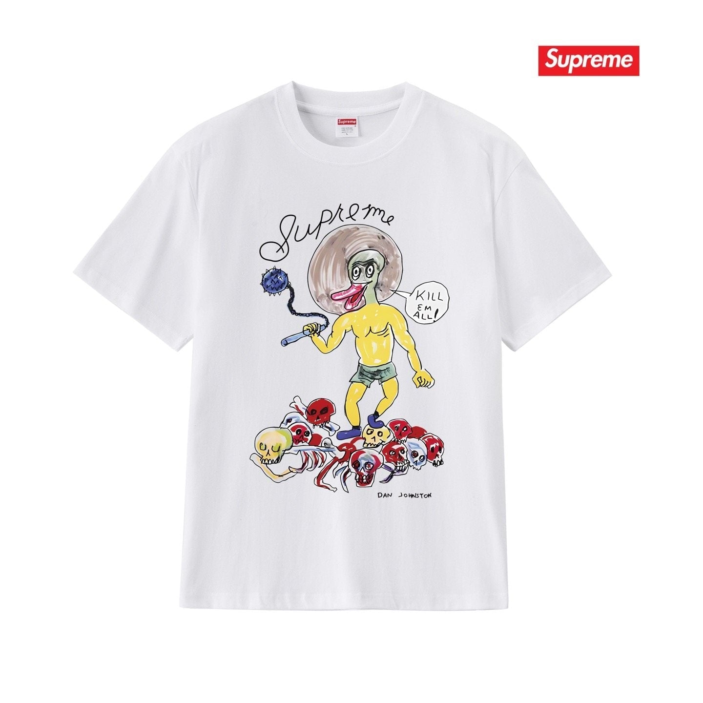 Supreme Cartoon Skull Graphic T-Shirt — front