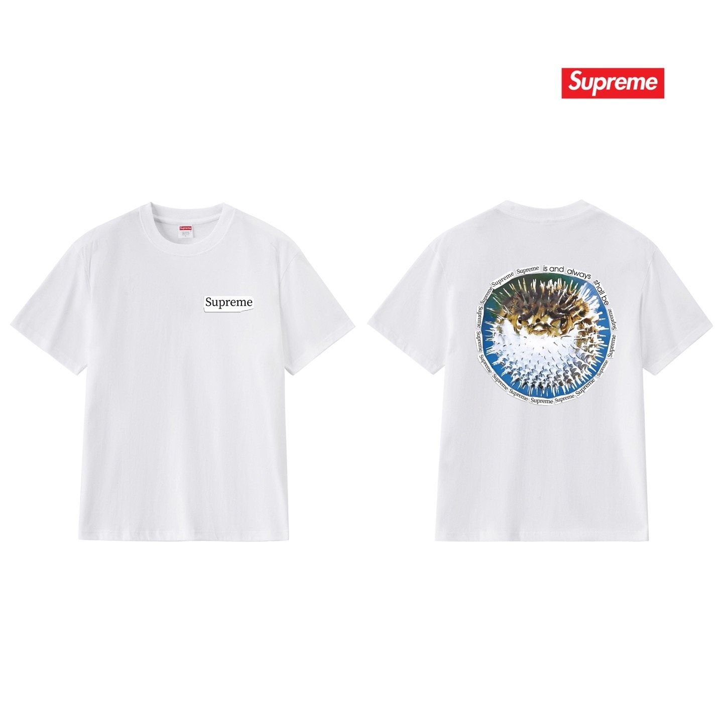 Supreme Pufferfish Back Graphic T-Shirt — comparison
