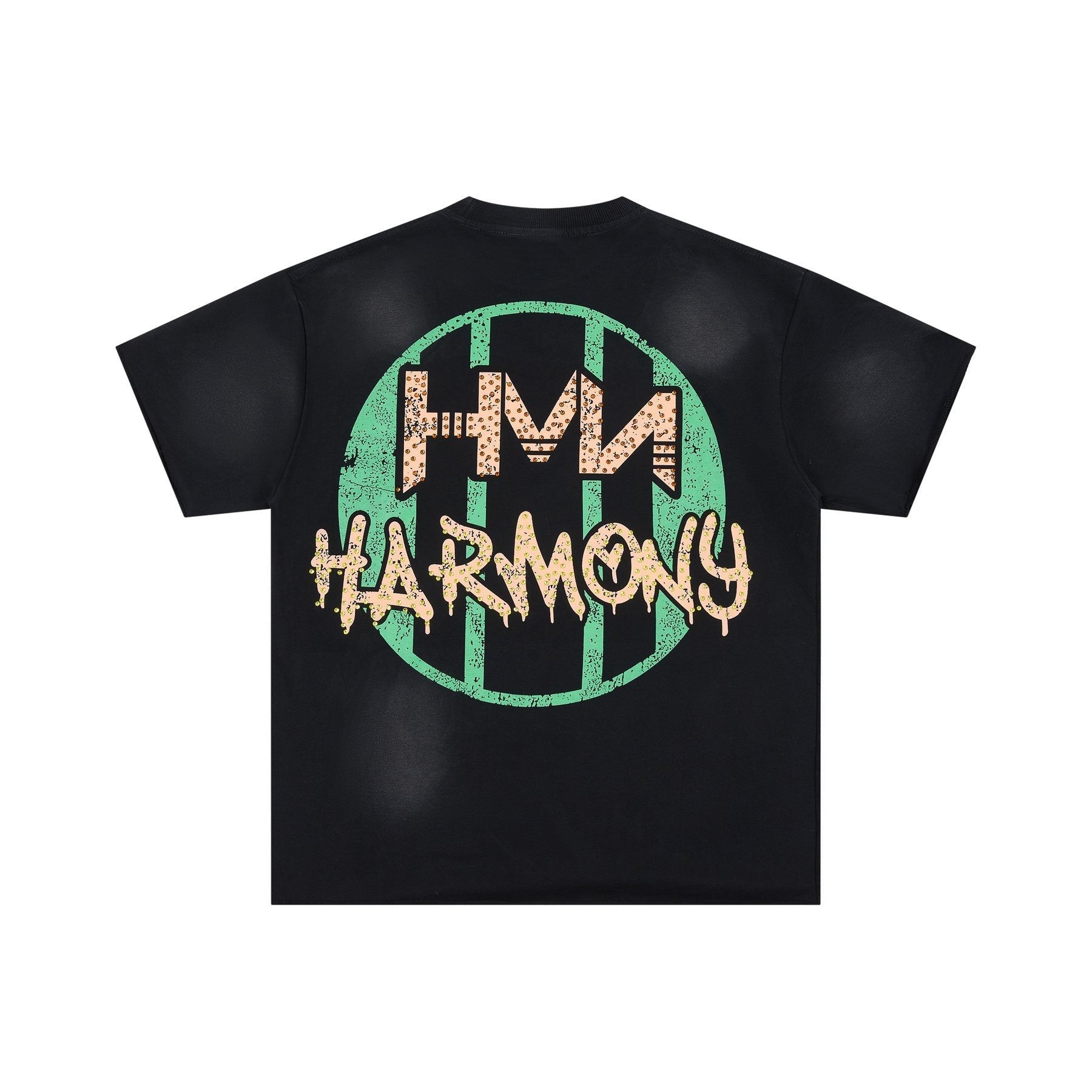 HARMONY Black Front and Back Graphic T-Shirt — back