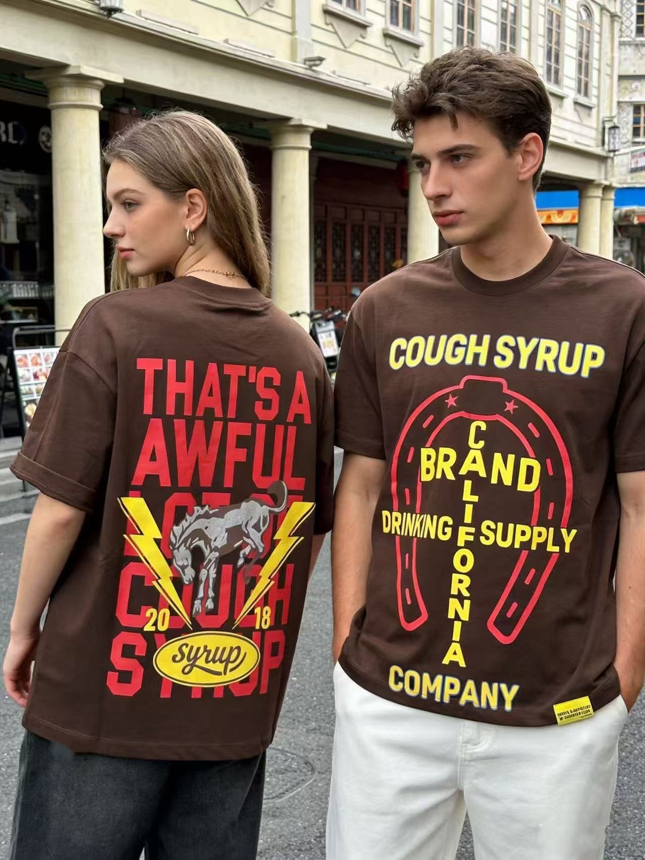THAT'S A AWFUL LOT OF COUGH SYRUP Bull Lightning Graphic T-Shirt — context