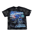 DUAA Blue Motorcycle Graphic Studded T-Shirt — hero