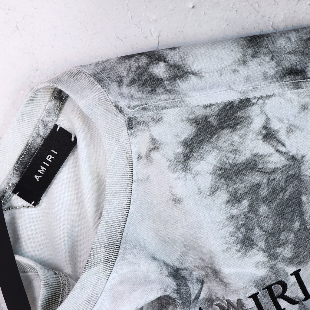 AMIRI Gray Tie-Dye Graphic T-Shirt — neck_label