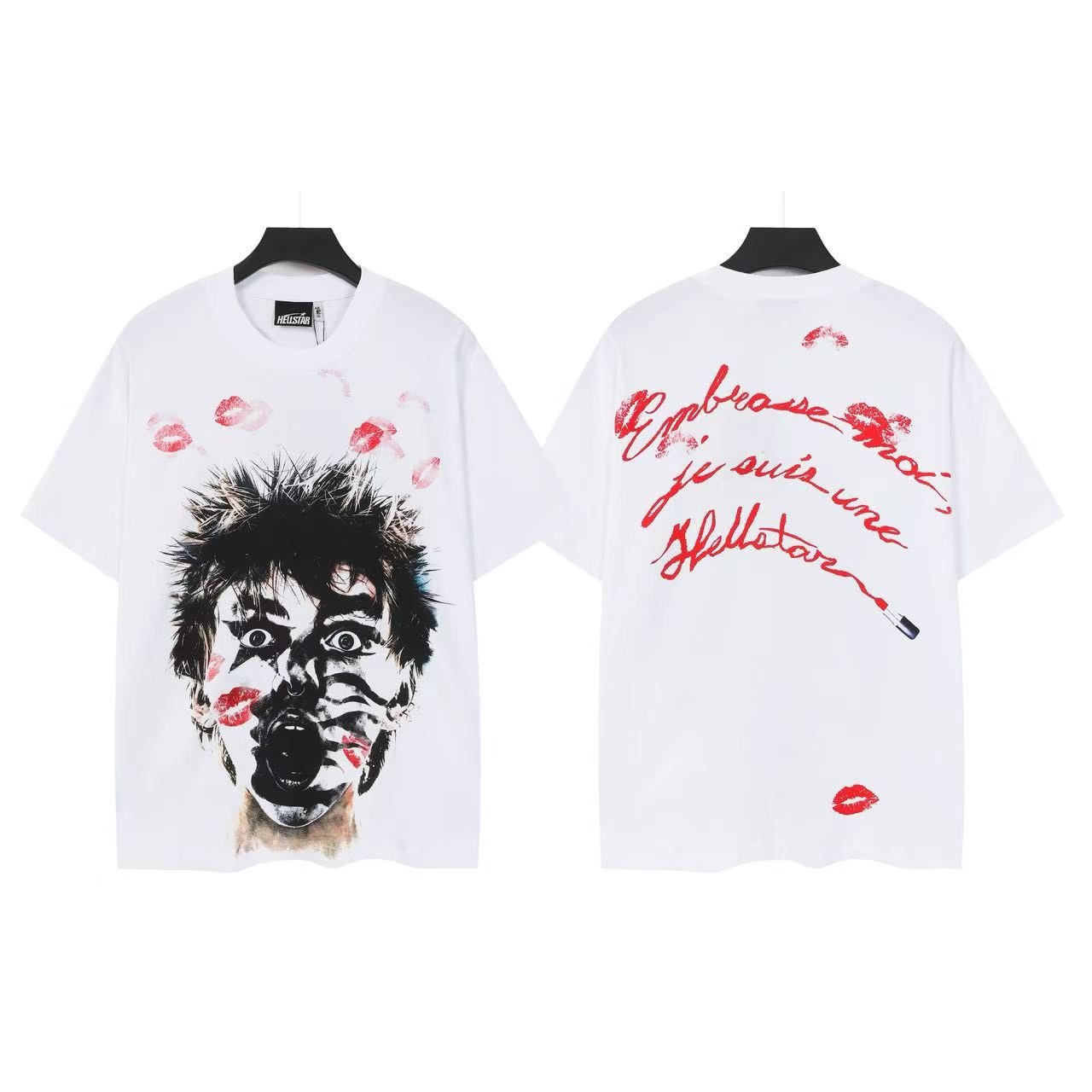 Hellstar Face Kiss Script Graphic T-Shirt — front