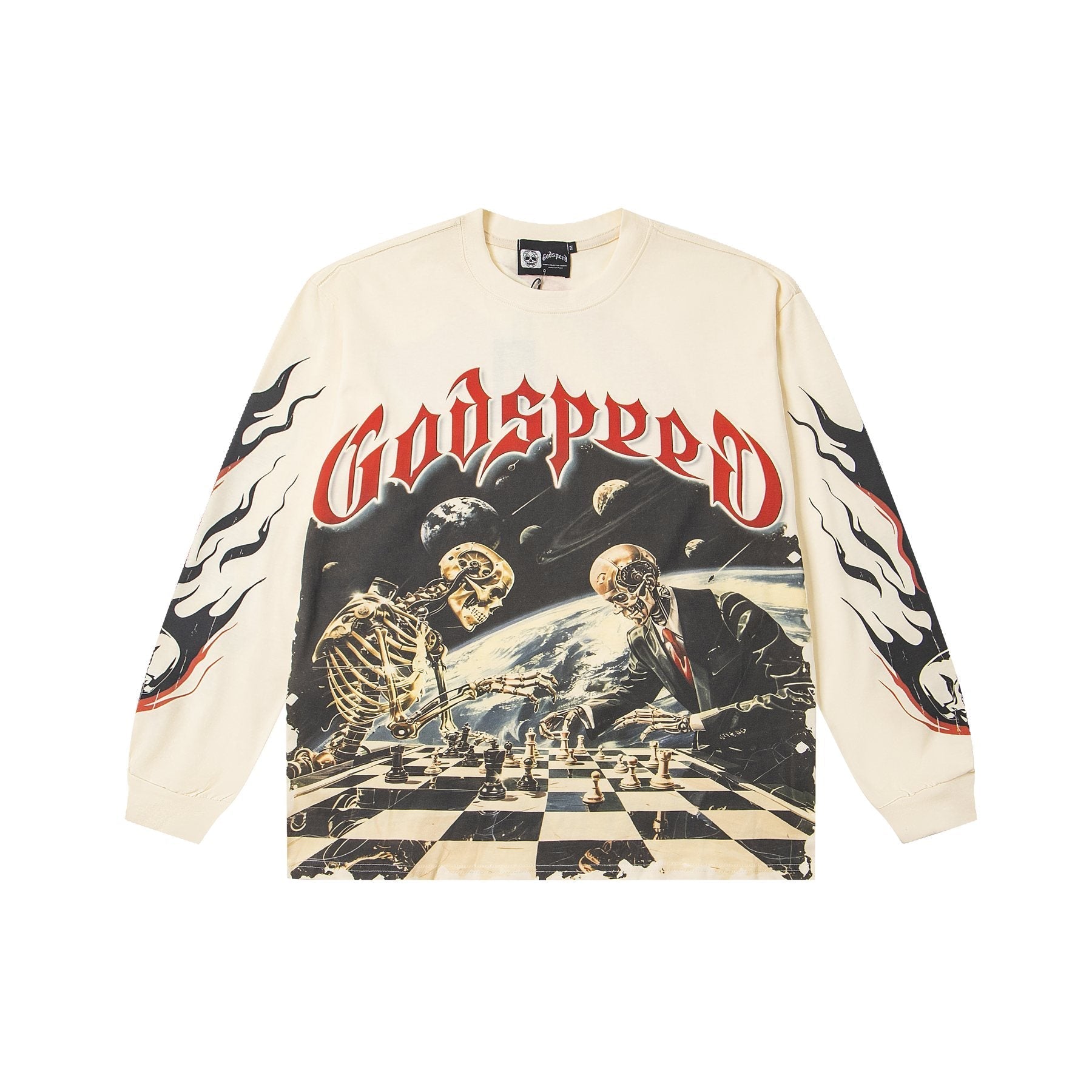 Godspeed Skeleton Chess Graphic Long-Sleeve T-Shirt — front
