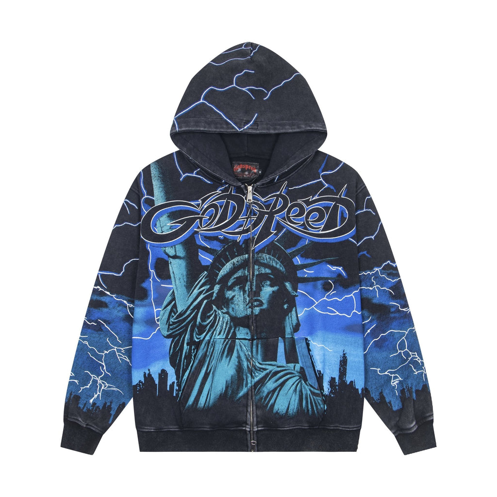 Godspeed Out of Many One All-Over Print Zip Hoodie — hero