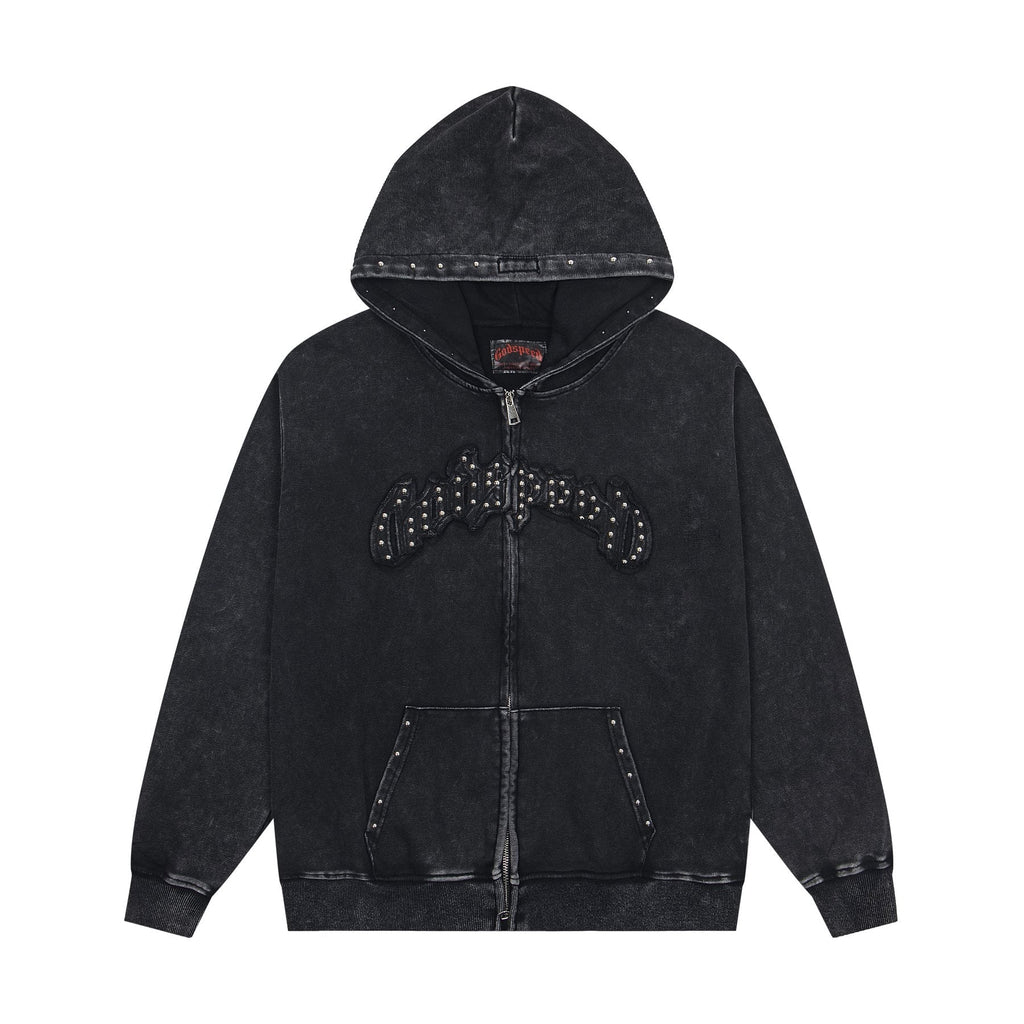 Godspeed Rhinestone-Style Zip Hoodie — front