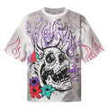 KLEEP Skull Flame Distressed Graphic T-Shirt — hero