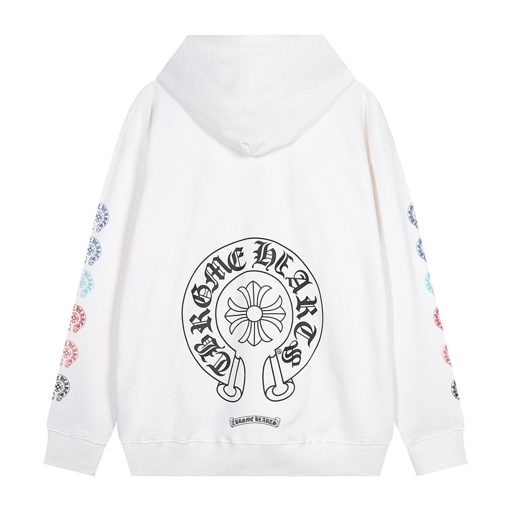 Chrome Hearts Rainbow Horseshoe Graphic Zip-Up Hoodie — back
