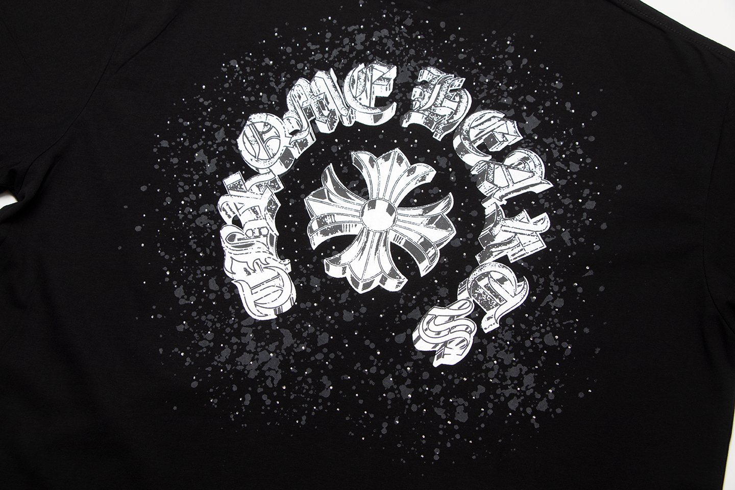 Chrome Hearts Splatter Rhinestone Graphic T-Shirt — detail
