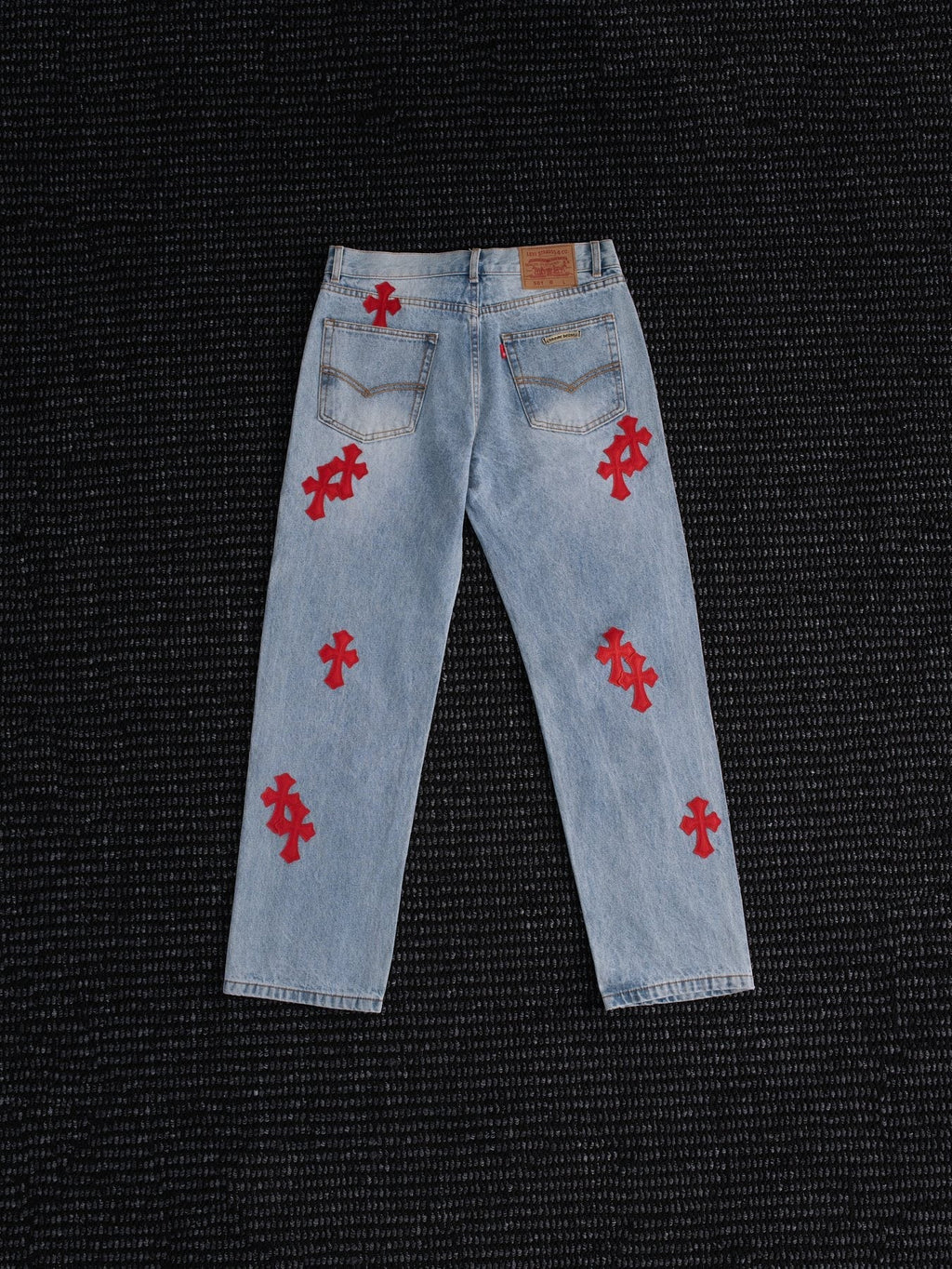 Chrome Hearts Light Blue Cross Patch Jeans — back