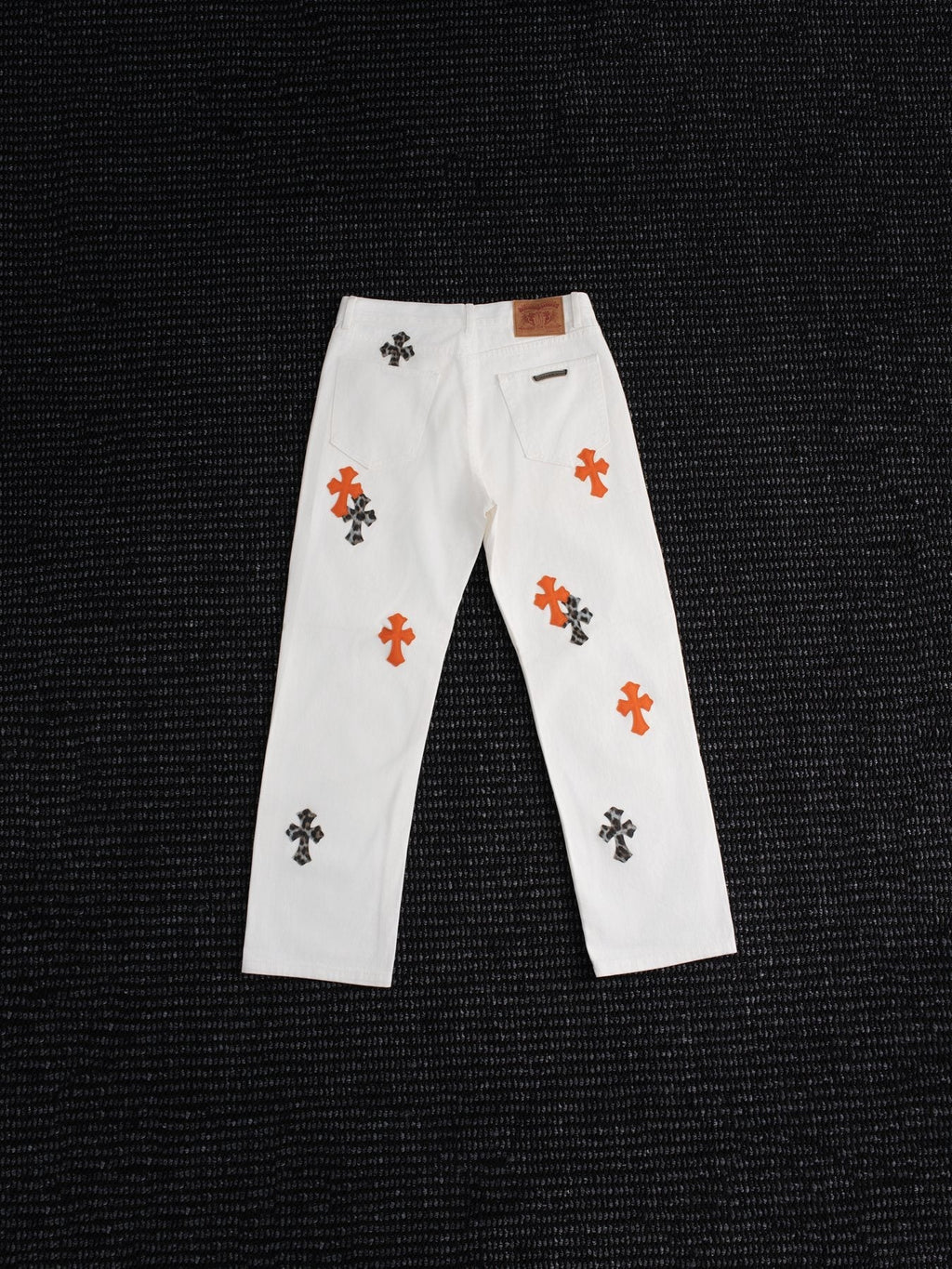 Chrome Hearts Cross Patch White Jeans — back