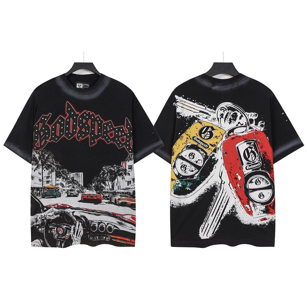 Godspeed Washed Car & Key Graphic Short-Sleeve T-Shirt — hero