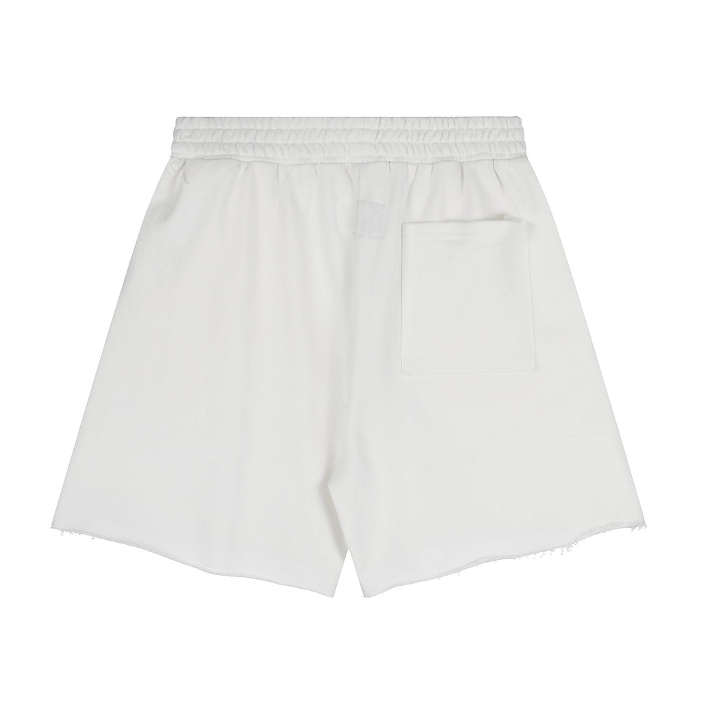 Sp5der Raised Graphic Raw Hem Shorts — back