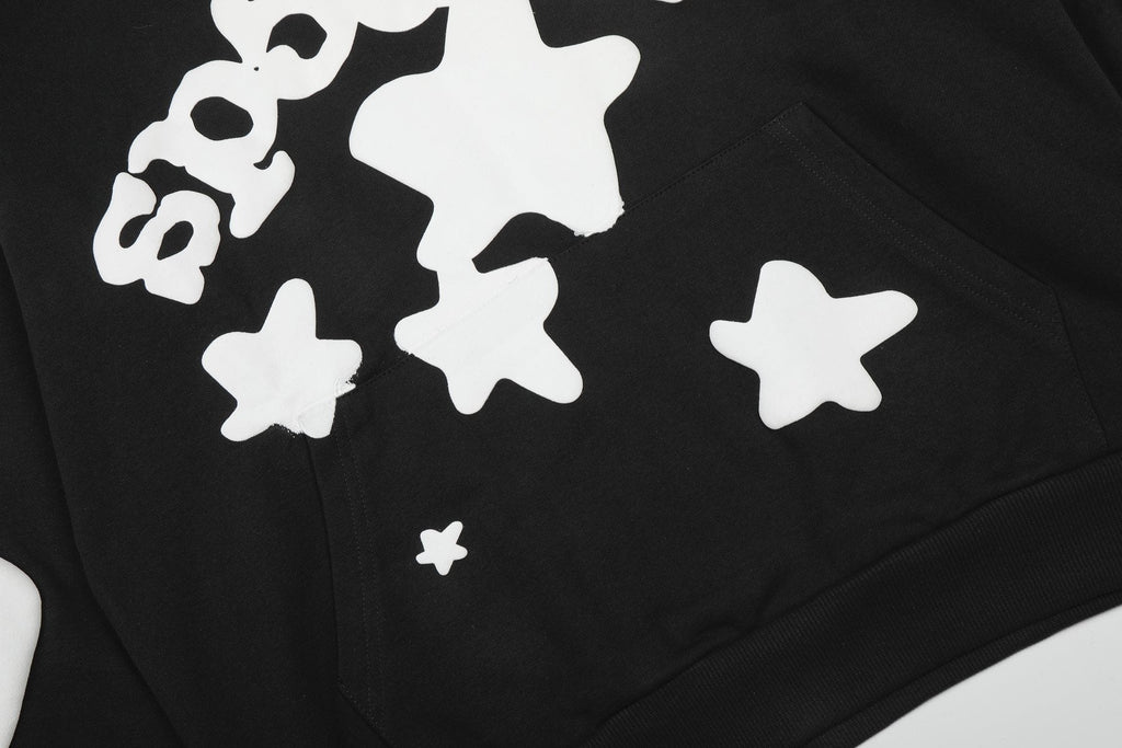 Sp5der Black White Graphic Hoodie & Jogger Matching Set — detail