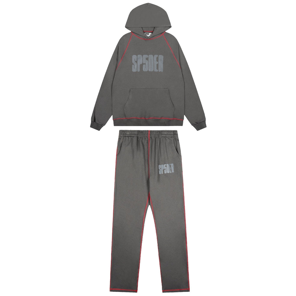 Sp5der Charcoal Gray Hoodie & Sweatpants Matching Set — hero