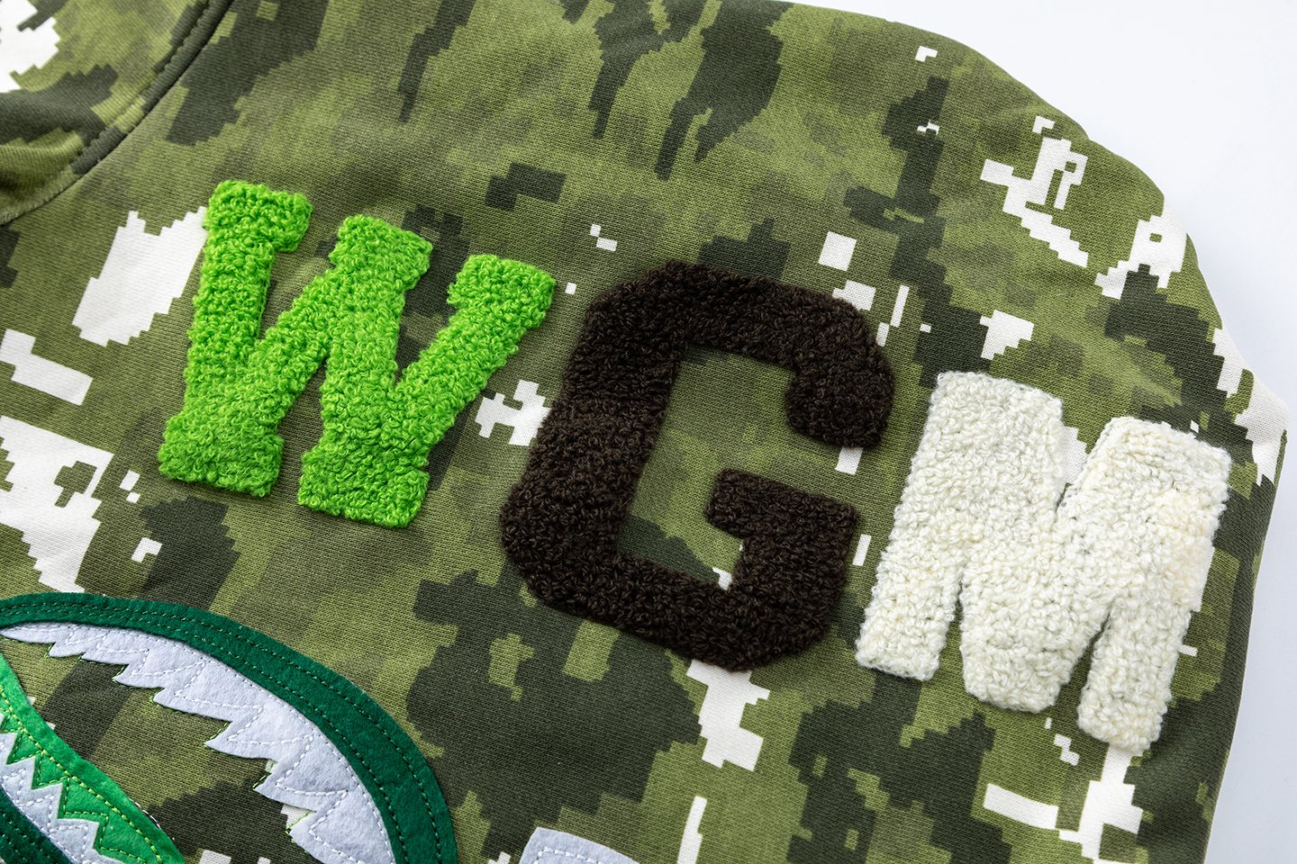 BAPE Shark Face Digital Camo Zip Hoodie — detail